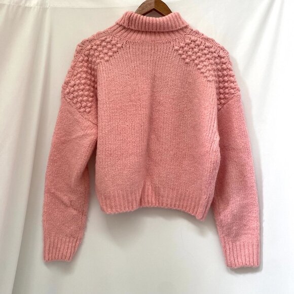 Free People Bradley Cropped Boxy Turtleneck Sweater XS Bubblegum Pink Pullover - Picture 2 of 8